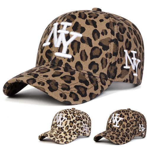 Unisex NY Letter Embroidery Leopard Print Baseball Caps Spring Autumn