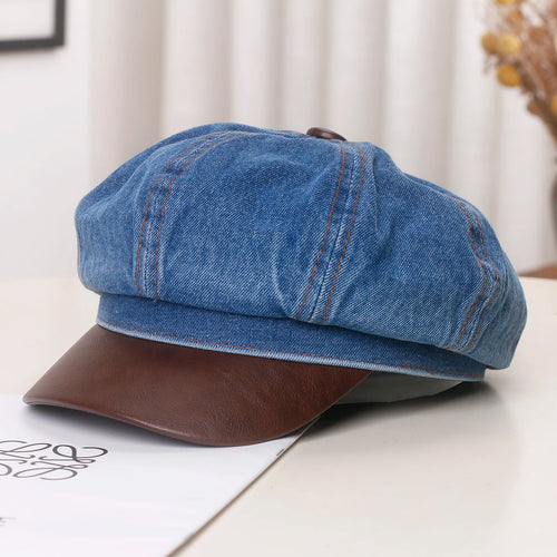 Vintage Washed Denim Newsboy Cap