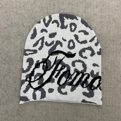 2026 New Leopard Print Color Matching Retro English Jacquard Pattern Warm Winter