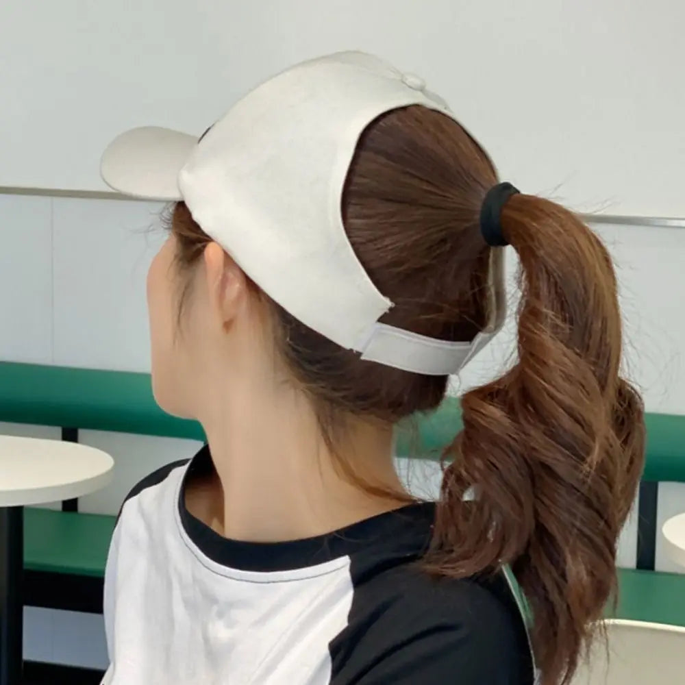 Adjustable Cotton Ponytail Hat With Ponytail Hole Baseball Caps