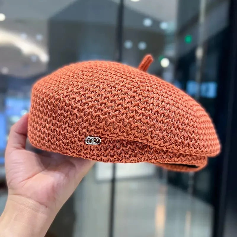 New Summer Beret Caps For Women Solid Breathable Outdoor