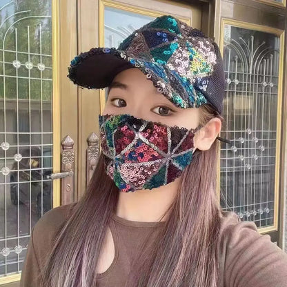 New Four Seasons Mesh Sequined Hat Female Breathable Sun Visor