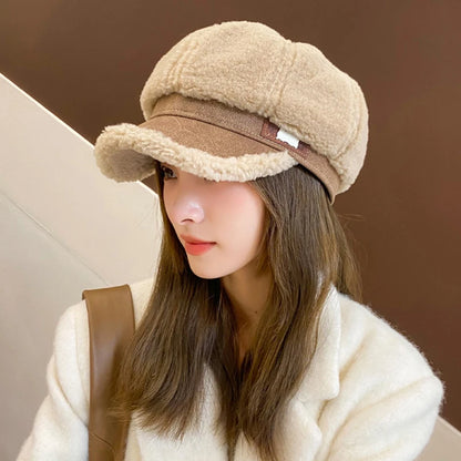 Women Winter Lamb Fleece Duckbill Hats