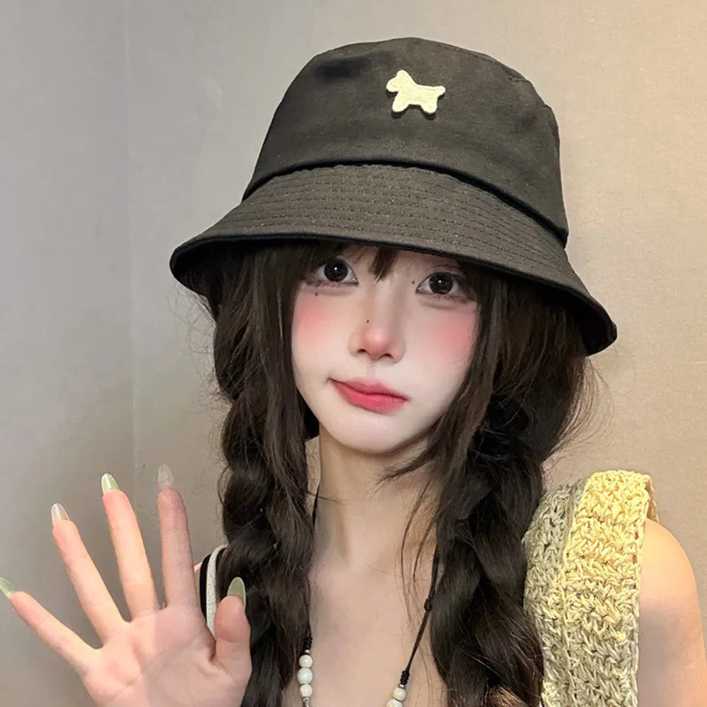 Cute Pony Fisherman Hat Sun Protection Large Brim Sunshade Hat