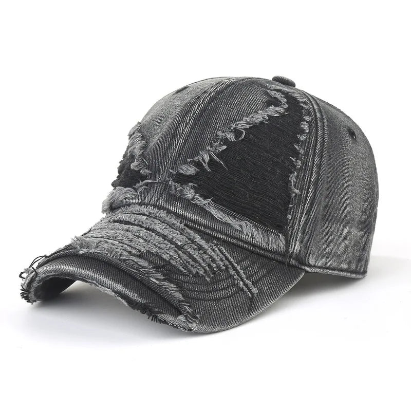 Men's And Women's Ripped Frayed Washed Denim Baseball Cap