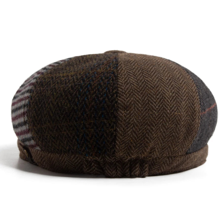 Vintage Newsboy Cap Men Herringbone Plaid Patchwork Pattern Women Beret