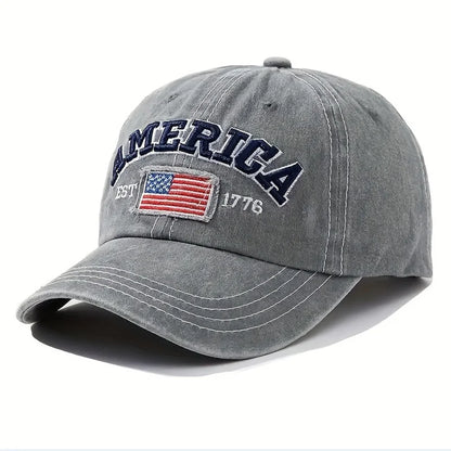 Vintage USA Flag Embroidered Baseball Cap