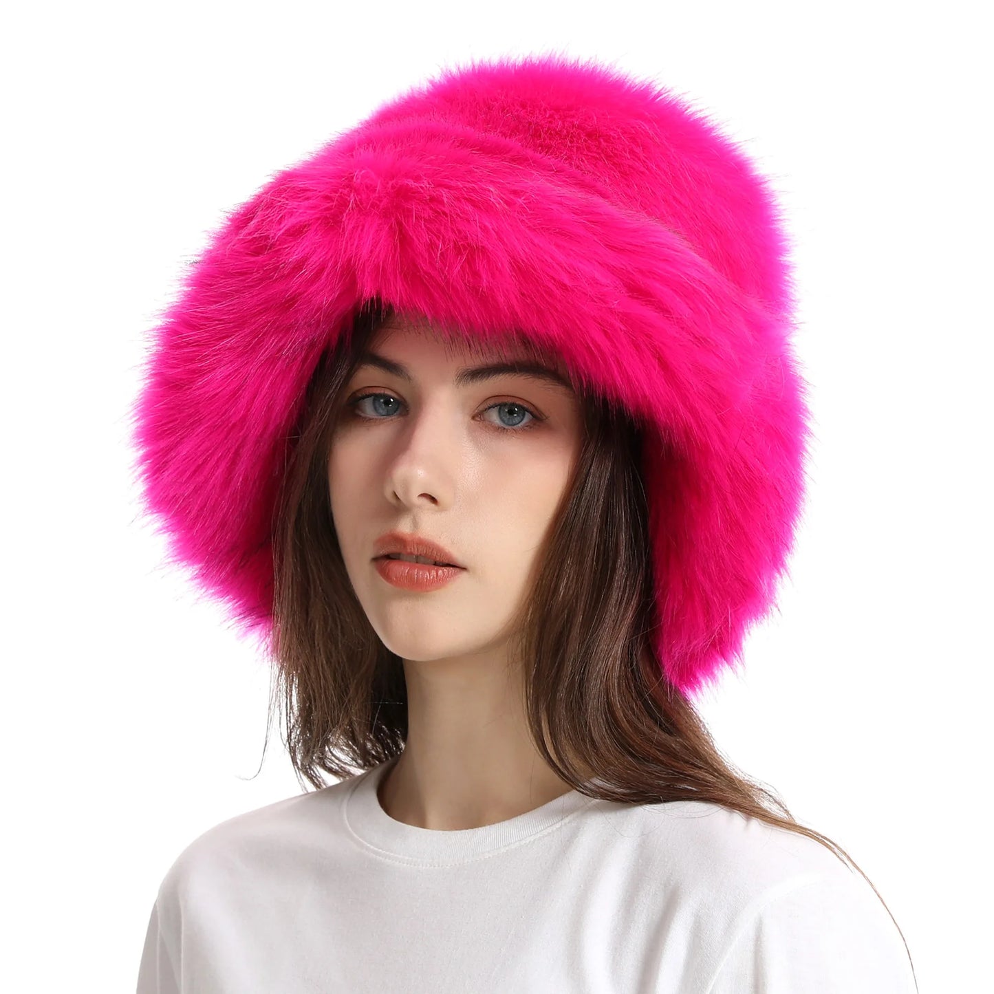 Hat Woman Winter Faux Fur Fisherman Hat Woman