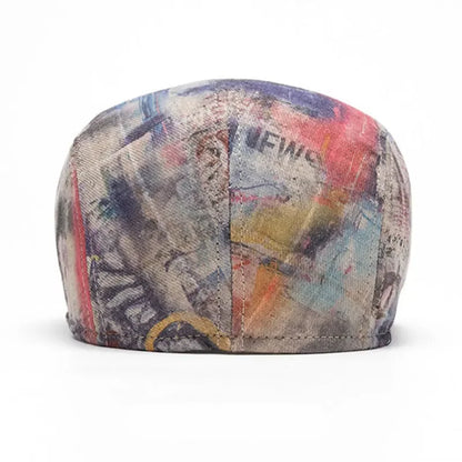 Four Seasons Cotton Print Newsboy Caps Men Flat Peaked Cap