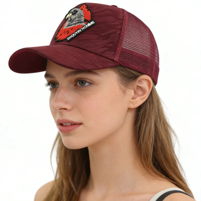 Breathable  Baseball Cap With Eagle Embroidery, Personalized Design, Unisex, Suitable For Daily Casual Outdoor Use, Sunshade Mesh Cap
