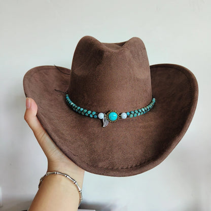 New Western Cowboy Hat Men Suede Hat Wide Brim Cowboy Hat Knight Hat
