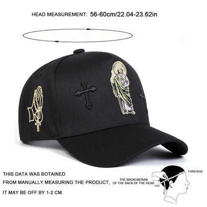 Unisex Cross Embroidery Baseball Caps Spring and Autumn
