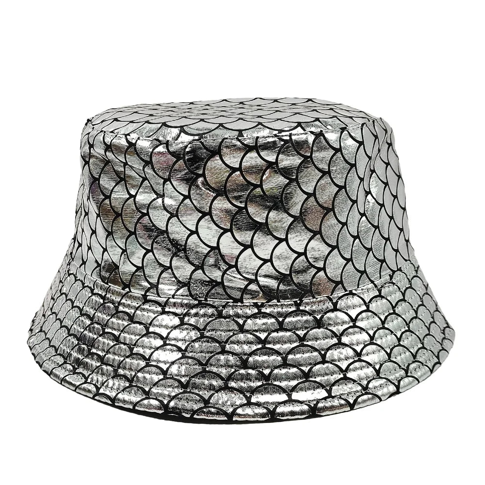 Colorful Shiny Leather Two Sided Fisherman Hat Women's and Men's
