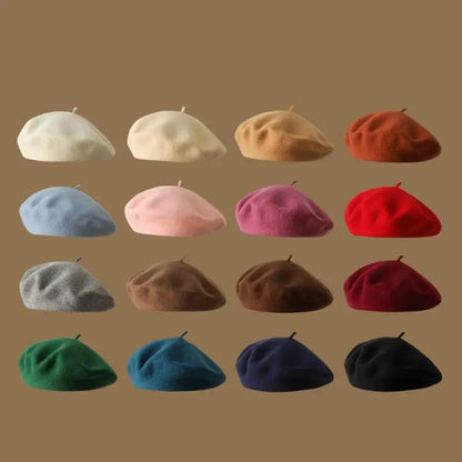 Wool Beret Hat Women French Beret Vintage Painter Cap