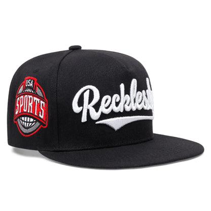 New Flat Edge Hat REEK Side USA Embroidered Outdoor Daily Leisure Decoration Sunshade Hat Unisex Hip Hop Hat