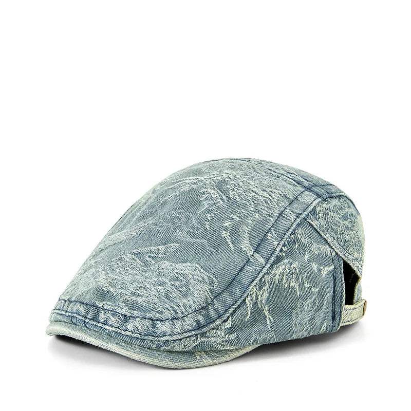 2026 Women's Distressed Denim Newsboy Cap