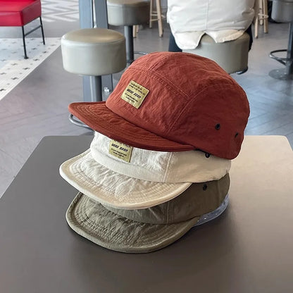 Quick-Drying Japanese Style Short Brim Retro Five-Panel Hat Baseball Cap