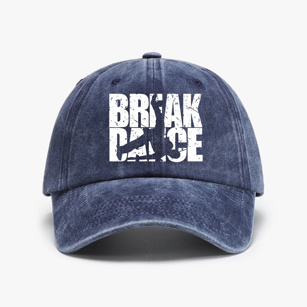 Retro Breakdance Graphic Streetwear Man Washed Baseball Cap