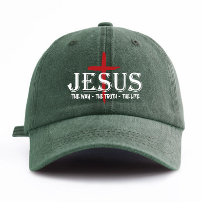 1 Pc Jesus Cross Print Washed Baseball Cap