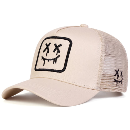 Unisex XX Smiling Face Embroidery Baseball Net Caps Spring and Summer
