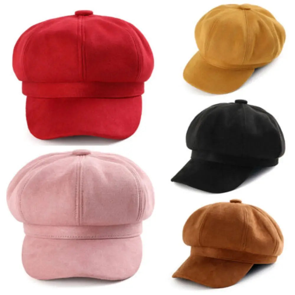 Casual Suede Fabric Hats & Caps Solid Color Adjustable Baker Cap
