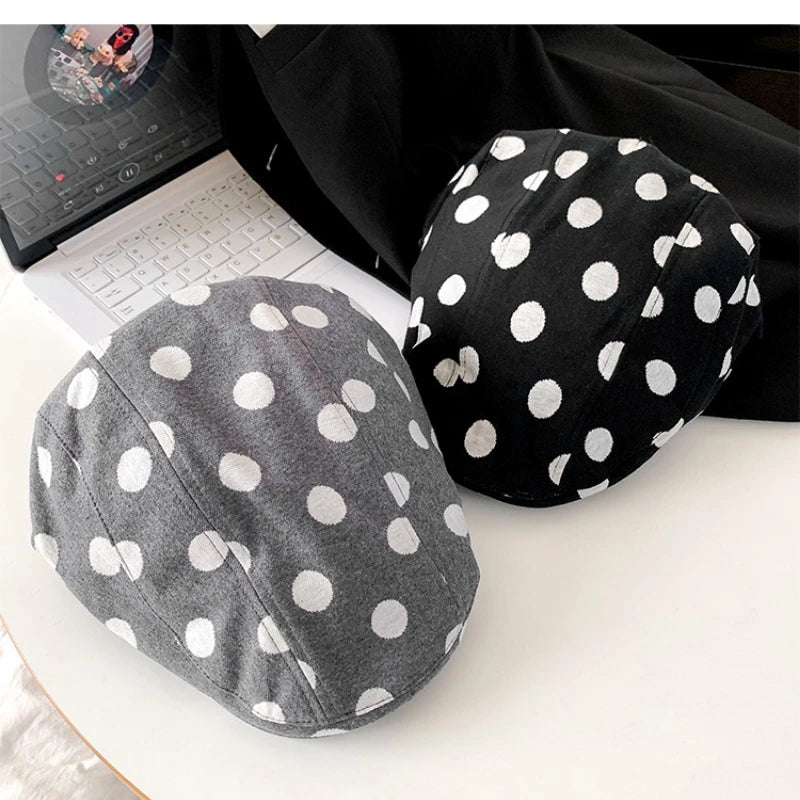 Korean Retro Polka Dot Printing Forward Hat