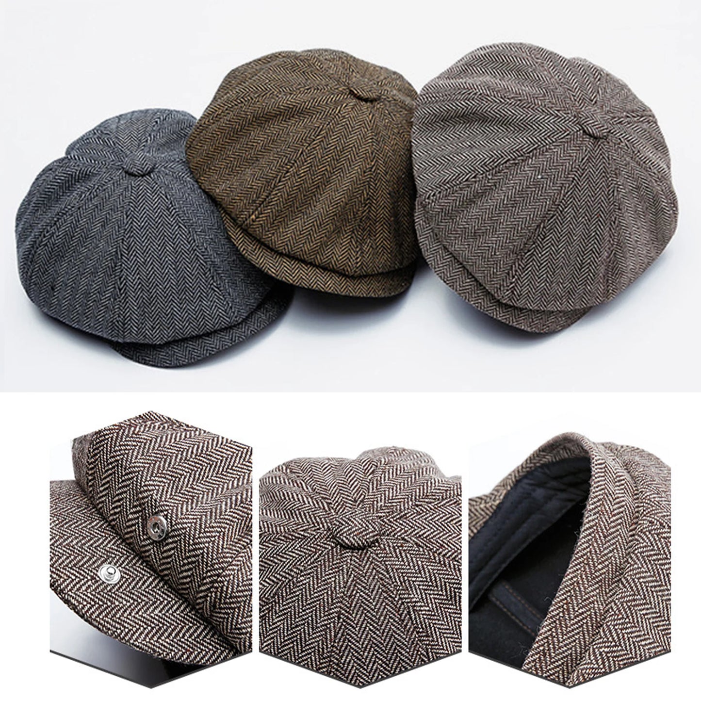 Vintage Newsboy Cap Unisex Stylish Twill Flat Hat