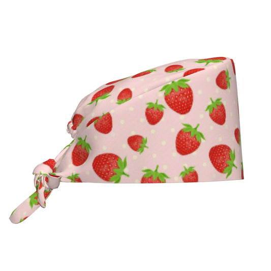 Strawberry Pink Printed Work Cap For Both Men And Women Nurse Doctor Surgical Cap