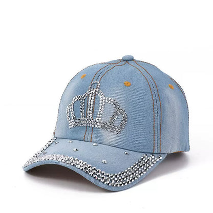 Crown-Shaped Diamond-Studded Women's Baseball Cap