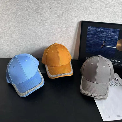 Trendy Women's Rhinestone-Embellished Baseball Cap Spring/Summer