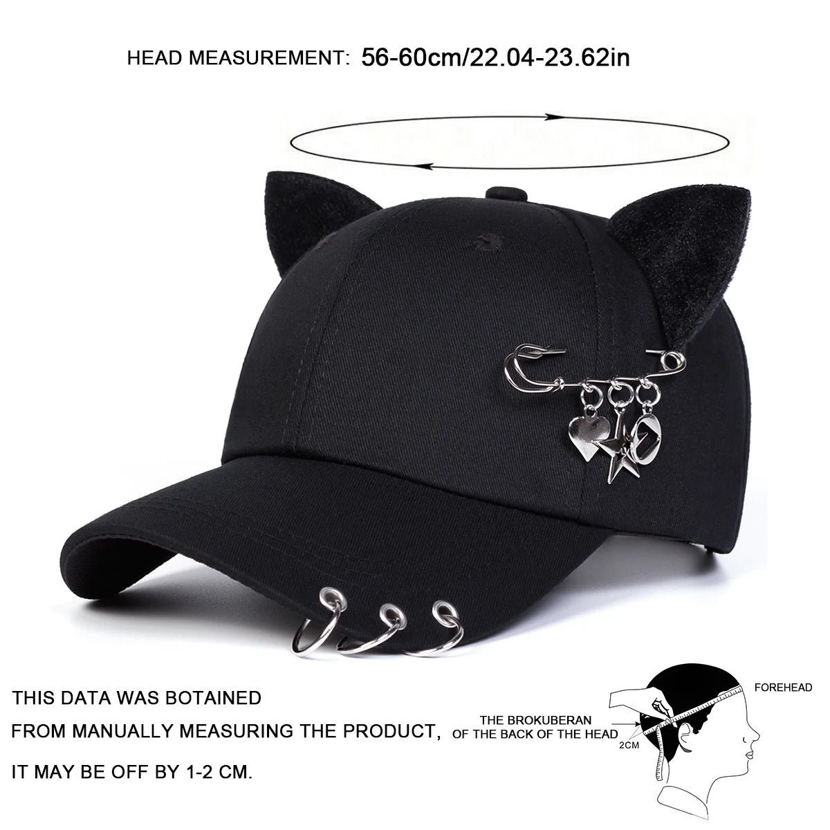 Unisex Cat Ear Pin Love Baseball Caps Spring Autumn