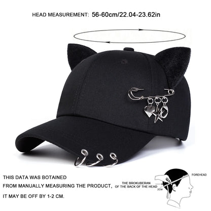 Unisex Cat Ear Pin Love Baseball Caps Spring Autumn