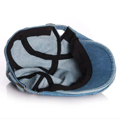 Adjustable Unisex Kids Denim Beret Hat