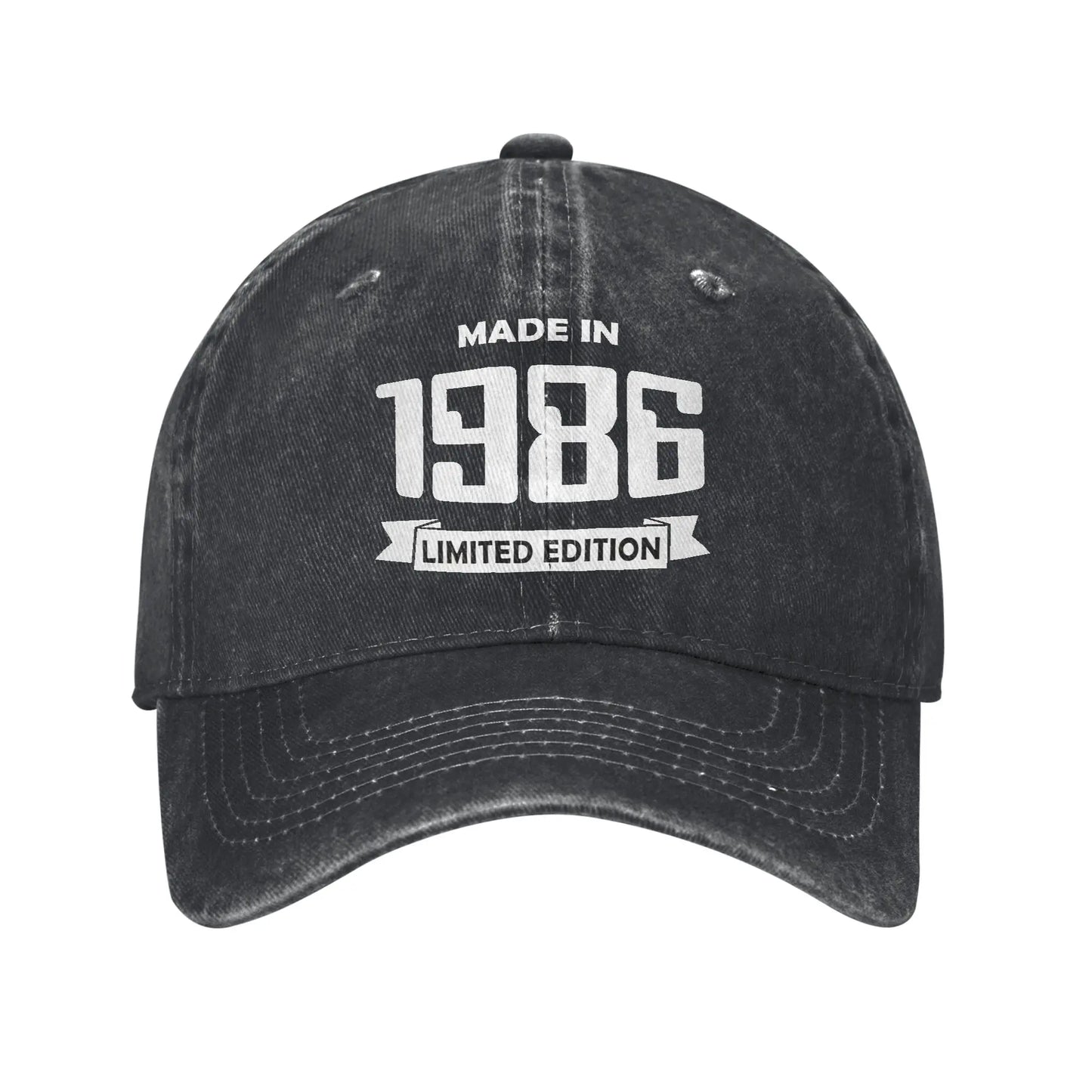 Unisex Vintage 1986 Birthday Year 40 years old  Printed Hats Vintage Distressed Denim  Baseball Cap
