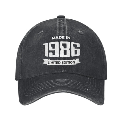 Unisex Vintage 1986 Birthday Year 40 years old  Printed Hats Vintage Distressed Denim  Baseball Cap