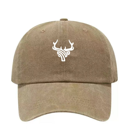 Deer Head Antlers Printed Washed Cotton Adjustable Baseball Cap