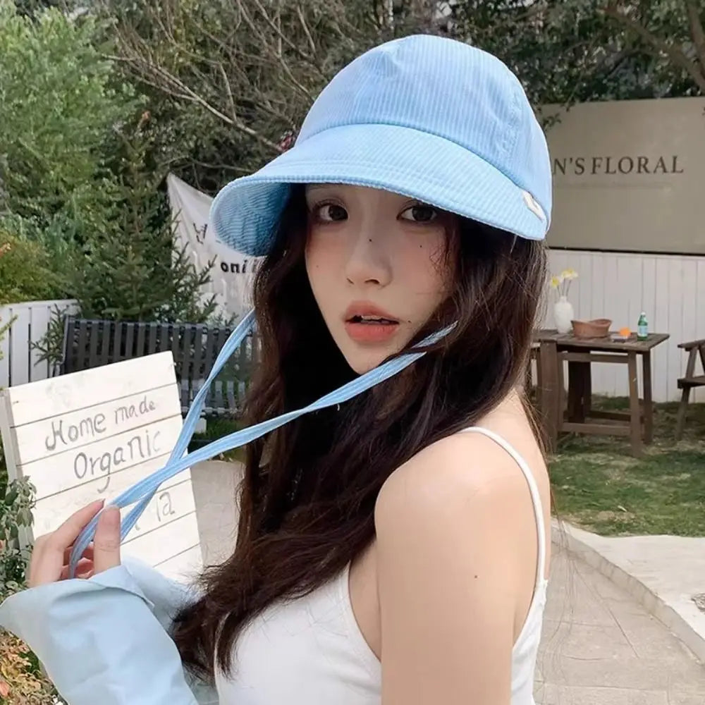 Fashion Striped Bucket Hat Breathable Adjustable Sunscreen Hat