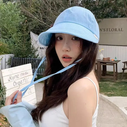 Fashion Striped Bucket Hat Breathable Adjustable Sunscreen Hat