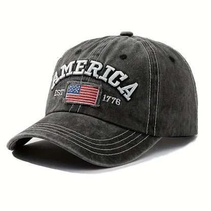 Vintage USA Flag Embroidered Baseball Cap
