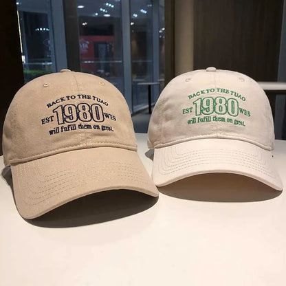Fashion Solid Color Baseball Hat for Women Cotton Letter Embroidery