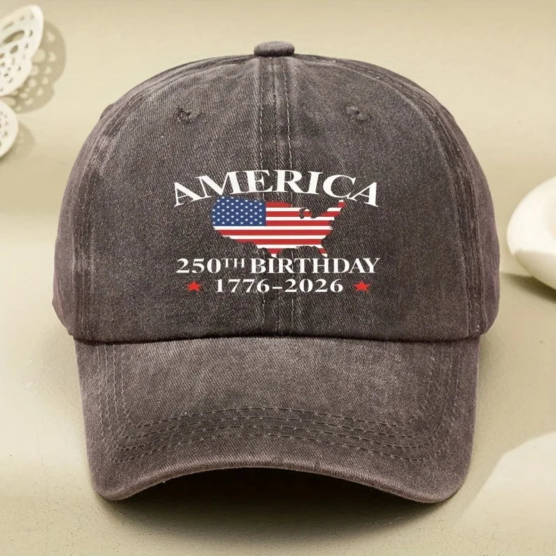 1pc Women'S Baseball Cap with 250 Birthday Anniversary Series of The United States,Versatile Retro Soft-Top Dad Hat for Outdoor