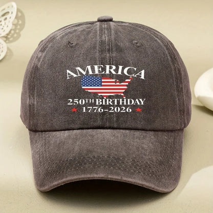 1pc Women'S Baseball Cap with 250 Birthday Anniversary Series of The United States,Versatile Retro Soft-Top Dad Hat for Outdoor
