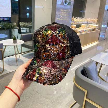 Colorful Sequin Breathable Mesh Baseball Cap