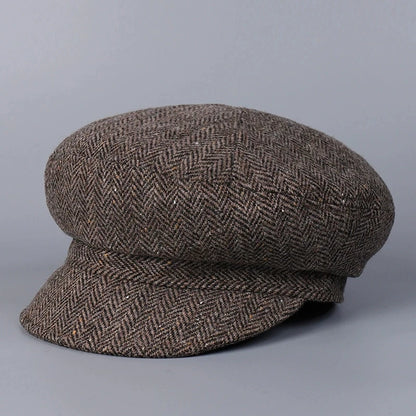 Classical British 100% Wool Octagonal Hat Women's Autumn