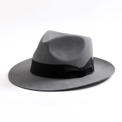 New British 100% Wool Felt Hat Men Fedora Big Size Raw Edge Brim Satin Lined Gangster Hat