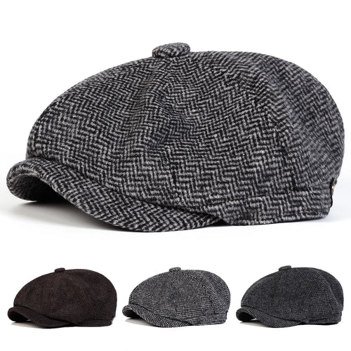 Winter Diamond Check Retro Beret Hat
