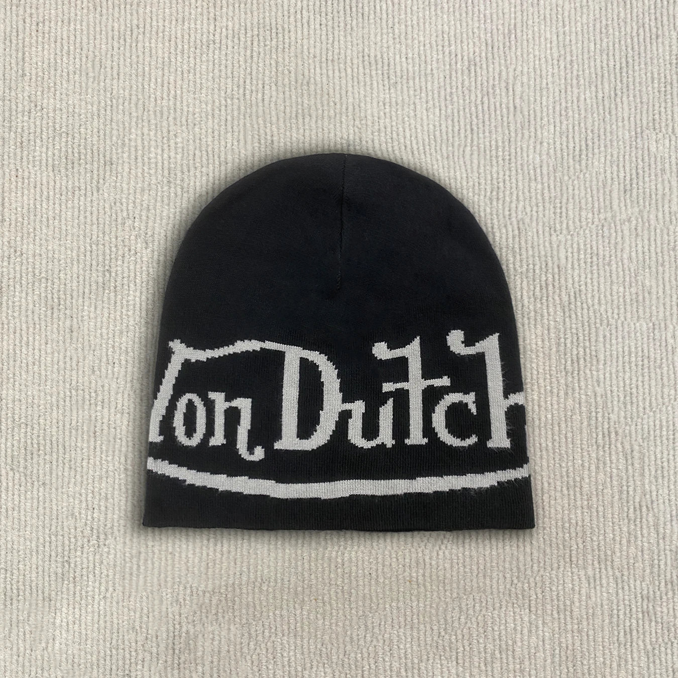 Y2k Retro Street Style Letter Jacquard Knit Hat Without Eaves