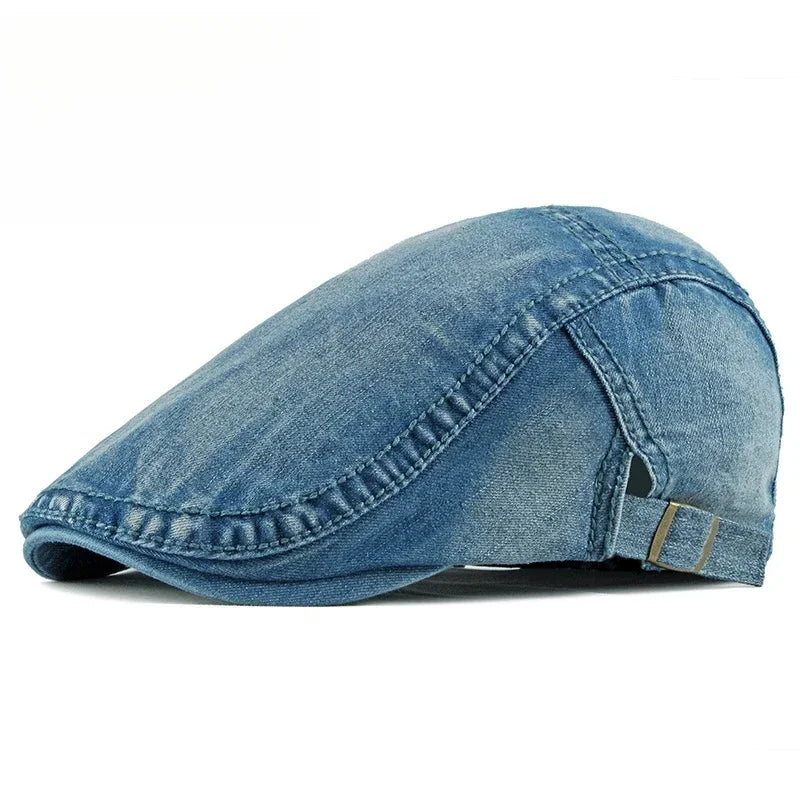 Summer Denim Hat Men's Light Board Simple Casquette Washed Denim Beret