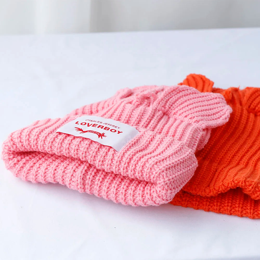 Lover Boy Cat Ear Knit Hat Solid Warm Pig Ear Woolen Hat