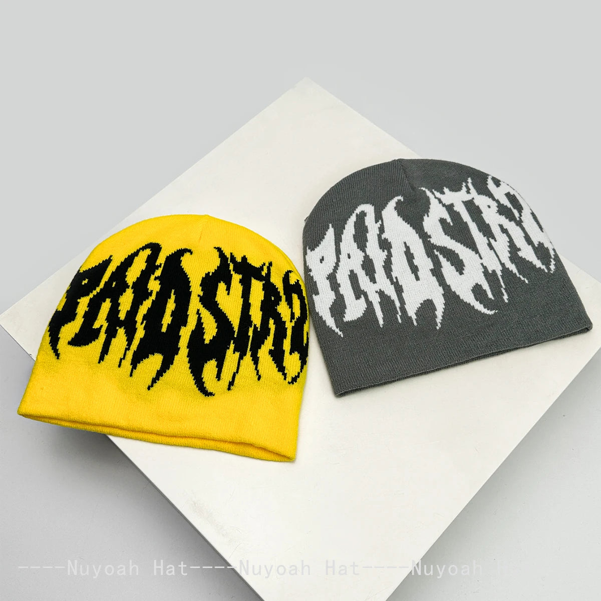 New Men Women Street Jacquard Flame Letters Knitted Hats